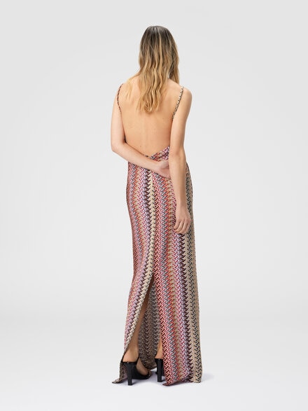 Long dress with open back, Multicoloured  - DS25WG0MBR012LSM9QY