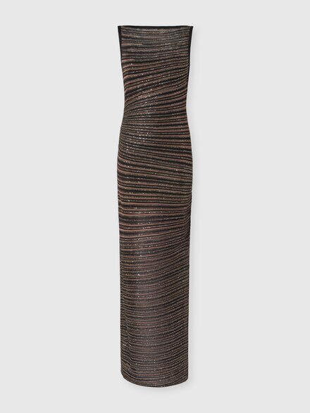 Long dress with boat neck, Black & Brown - DS25WG12BK01CLS80E3