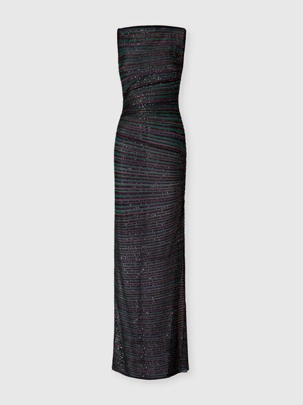 Long Dress with Boat Neck, Multicoloured  - DS25WG12BK01CLSM9T6