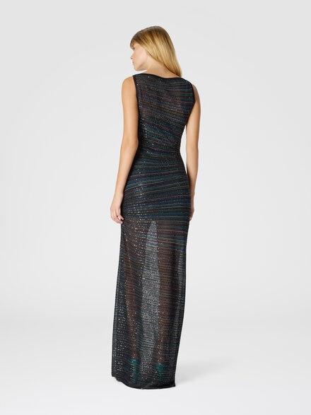 Long dress with boat neck, Multicoloured  - DS25WG12BK01CLSM9T6