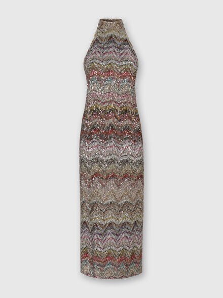 Midi Dress with Halter Neck, Multicoloured  - DS25WG1PBC005GS01HU
