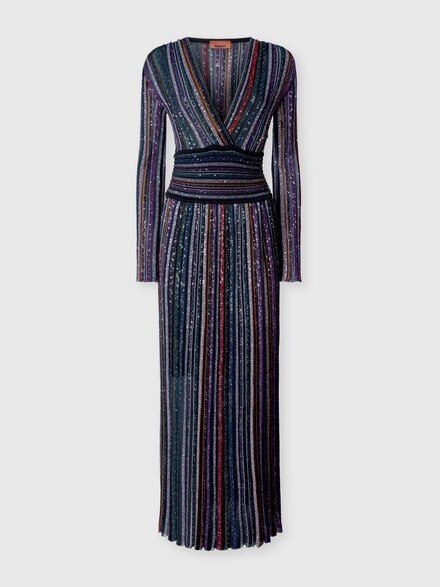 Vestido largo con aplicaciones de lentejuelas, Multicolor  - DS25WG1TBK01C3SM9T4