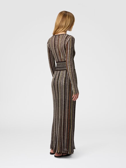 Long dress with sequin embellishment, Multicoloured  - DS25WG1TBK01C3SM9T5
