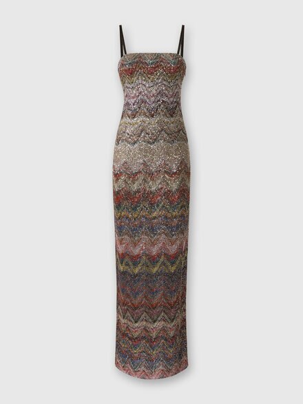 Bustier long dress with zigzag pattern, Multicoloured  - DS25WG1UBC005ES4176