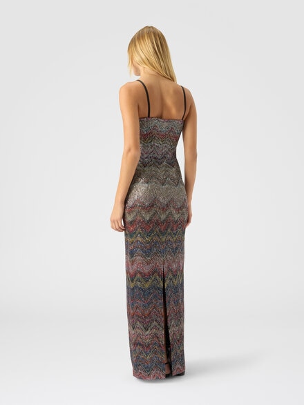 Bustier long dress with zigzag pattern, Multicoloured  - DS25WG1UBC005ES4176