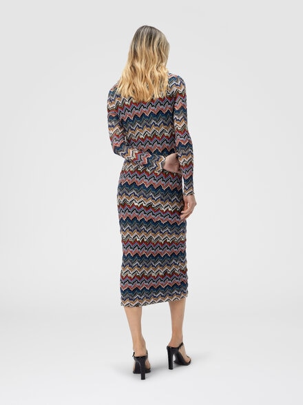 Midi dress with embroidered lace, Multicoloured  - DS25WG1VBR012FSM9R3