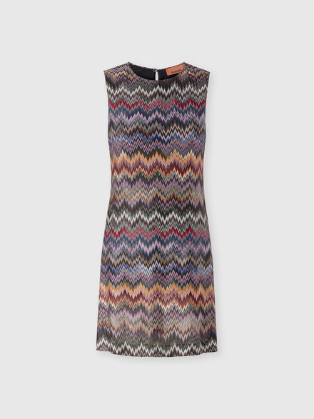 Crew neck mini dress with snake pattern, Multicoloured  - DS25WG1XBR012GSM9U4