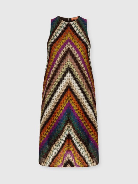 Mini-vestido cuello redondo de tul de encaje perforado, Multicolor  - DS25WG1ZBR012OS72LE