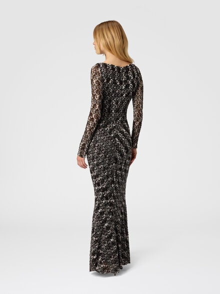 Long dress in embroidered lace, Multicoloured  - DS25WG21BR012HS80DP