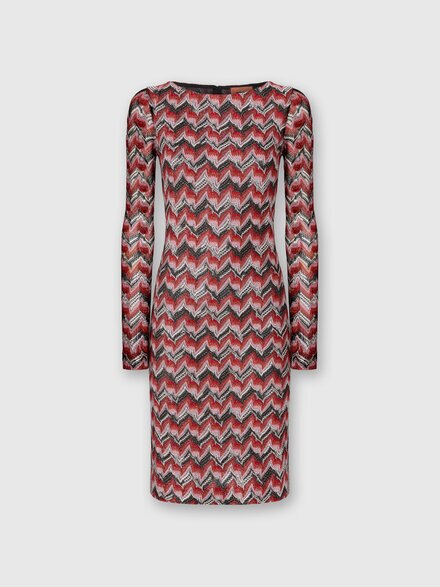 Midi Dress with Boat Neck, Multicoloured  - DS25WG2DBR012PS4175