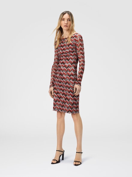 Midi dress with boat neck, Multicoloured  - DS25WG2DBR012PS4175