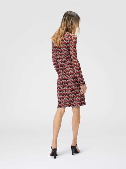 Midi dress with boat neck, Multicoloured  - DS25WG2DBR012PS4175