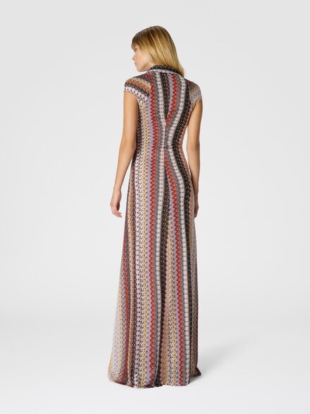 Robe longue nouée à l’encolure, Rouge & Bleu - DS25WG2EBR012OSM9R4