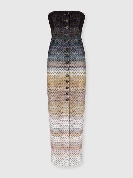 Vestido largo strapless en viscosa con hilos lamé, Blau - DS25WG2VBR0144S72O4