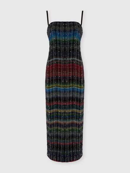 Vestido largo sin tirantes con patrón ondulado de cuadros, Mehrfarbig  - DS25WG34BC005USM9U7