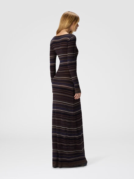Vestido largo con escote en V de punto acanalado, Braun & Violett  - DS25WG36BK01FISM9VH