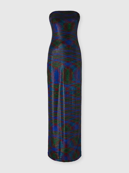 Vestido largo sin tirantes con motivo flameado, Grün & Violett  - DS25WG45BT00AIFM149