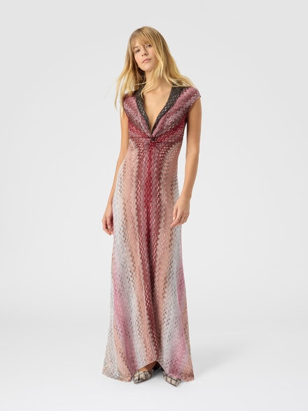 Long dress with sculptural knot, Pink  - DS25WG48BR0144S417W