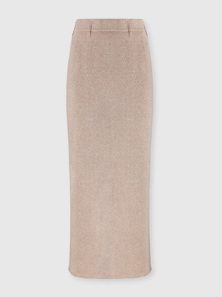 Langer Rock mit Schlitz, Rosa Lamé - DS25WH00BK01BYL201F