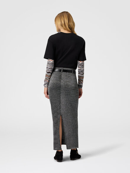 Long skirt with slit, Silver - DS25WH00BK01BYL905D