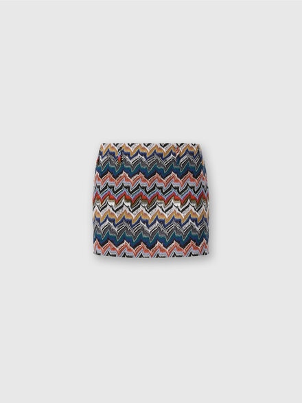 Mini Skirt in Embroidered Lace, Multicoloured  - DS25WH03BR012FSM9R3