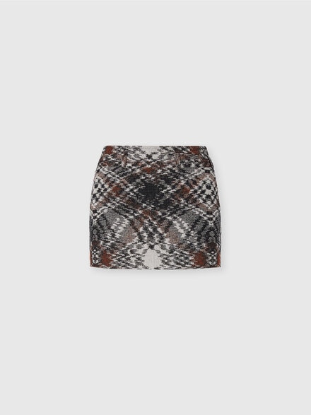 Minigonna in tessuto jacquard, Nero & Marrone - DS25WH09BW00XTS80E0