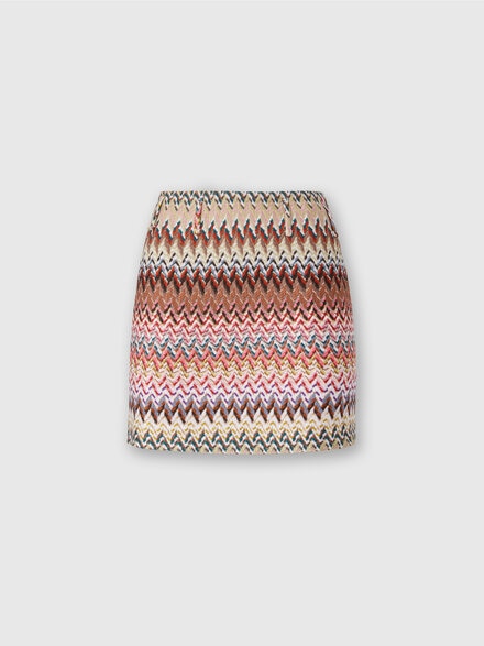 Mini Skirt with Zigzag Pattern, Multicoloured  - DS25WH0HBR012LSM9QY