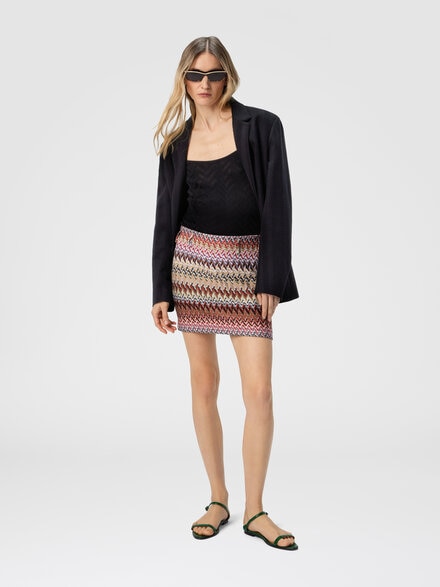 Mini skirt with zigzag pattern, Multicoloured  - DS25WH0HBR012LSM9QY