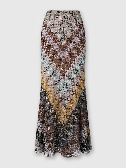 Flared Long Skirt in Lace, Multicoloured  - DS25WH0KBR012ISM9QX