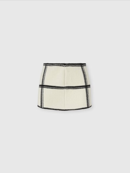 Jacquard checkered mini skirt, White  - DS25WH0QBK01EOS01JF