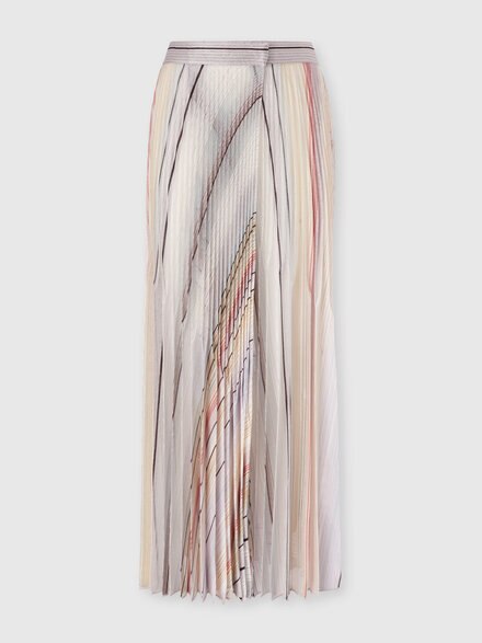 Striped pleated wrap skirt, White  - DS25WH11BK01F8SM9WF