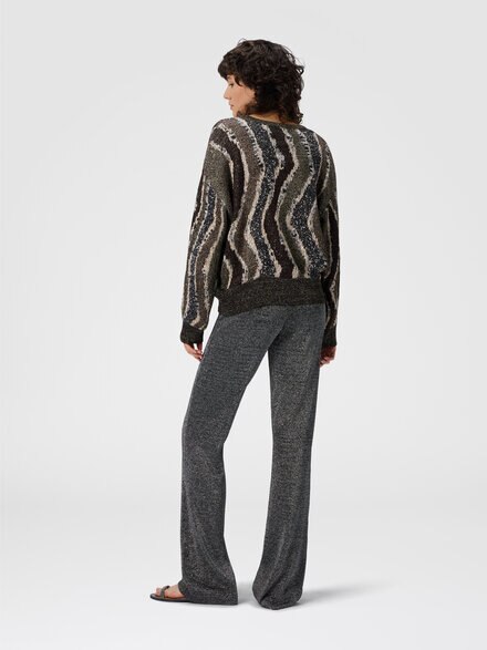 Straight long pants in lamé, Silver - DS25WI00BK01BYL905D
