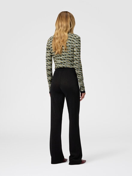 Lange, gerade Hose aus Lamé, Schwarz - DS25WI00BK01BYL905E
