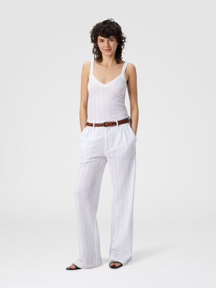 Maßgeschneiderte Hose mit Zickzackmuster, Weiß  - DS25WI01BR00JC10601