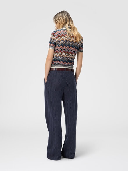 Maßgeschneiderte Hose mit Zickzackmuster, Blau - DS25WI01BR00JC94019