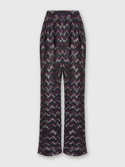 Pantalón sastrero de encaje con cinturón, Negro& Morado  - DS25WI01BR012PS91P5