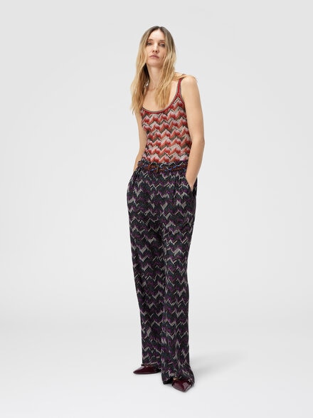 Maßgeschneiderte Hose aus Spitze, Schwarz& Violett  - DS25WI01BR012PS91P5