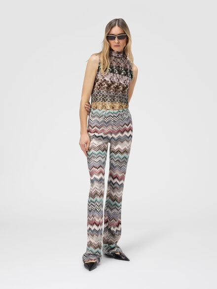 Pantalón campana con motivo de serpiente, Multicolor  - DS25WI03BR012GSM9QW