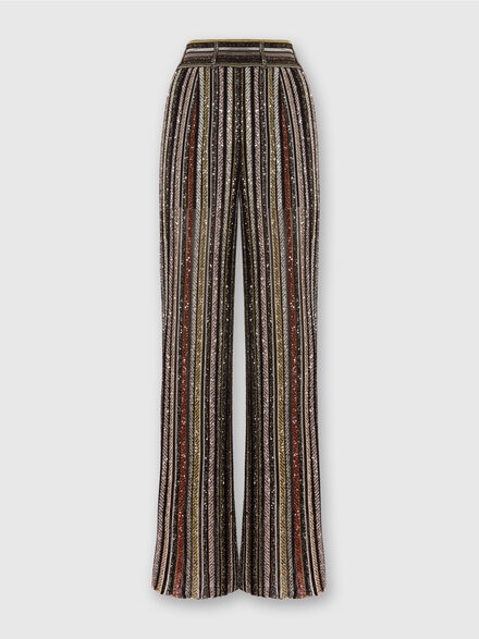 Long Pants in Herringbone Stripe Knit, Multicoloured  - DS25WI09BK01C3SM9T5
