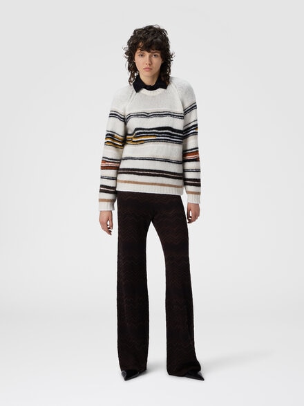 Straight long pants in chevron pattern, Brown - DS25WI0JBK01CPS80E1