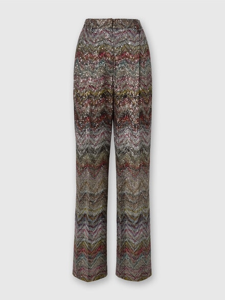 Weit geschnittene Hose mit Zickzackmuster, Mehrfarbig  - DS25WI0KBC005GS01HU