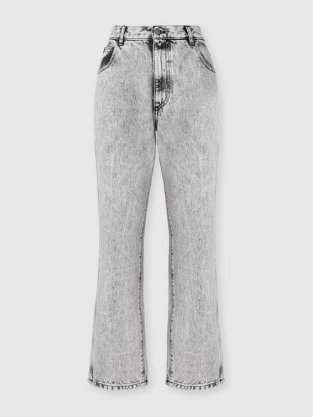 Five-Pocket Mid-Rise Bleached Denim Pants, Black - DS25WI0NBW00XXS01IH