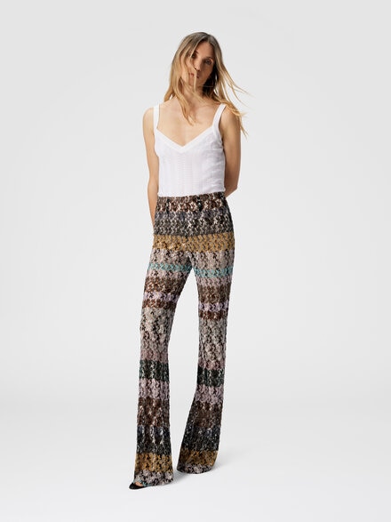 Pantalón campana de encaje trabajado, Multicolor  - DS25WI0TBR012ISM9QX