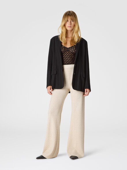 Chevron lamé knit trousers, Beige - DS25WI13BK01B7S01J9