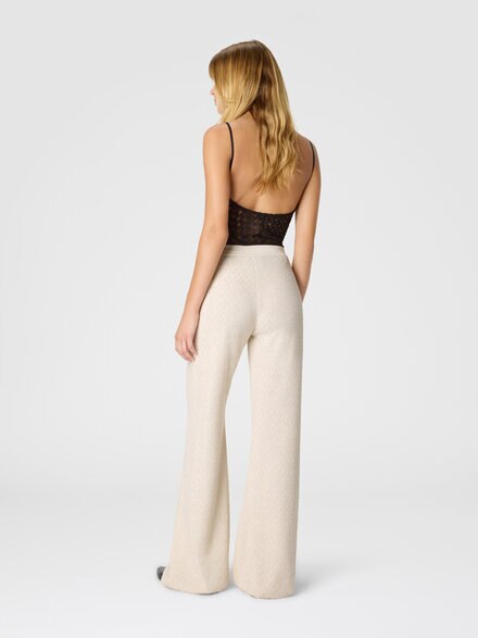 Chevron lamé knit trousers, Beige - DS25WI13BK01B7S01J9