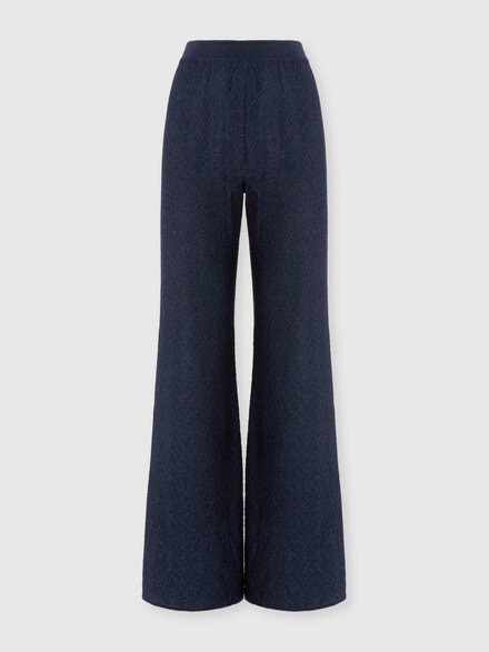 Chevron lamé knit trousers, Blue - DS25WI13BK01B7S72O5