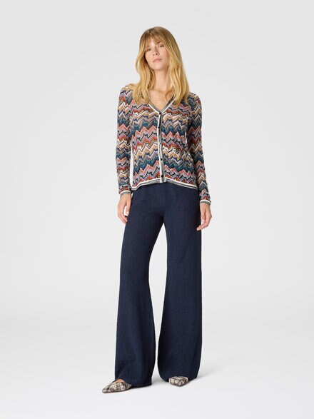 Chevron lamé knit trousers, Blue - DS25WI13BK01B7S72O5