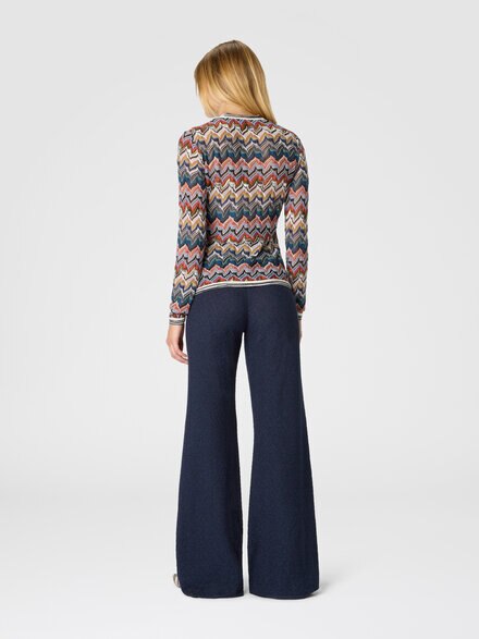 Chevron lamé knit trousers, Blue - DS25WI13BK01B7S72O5