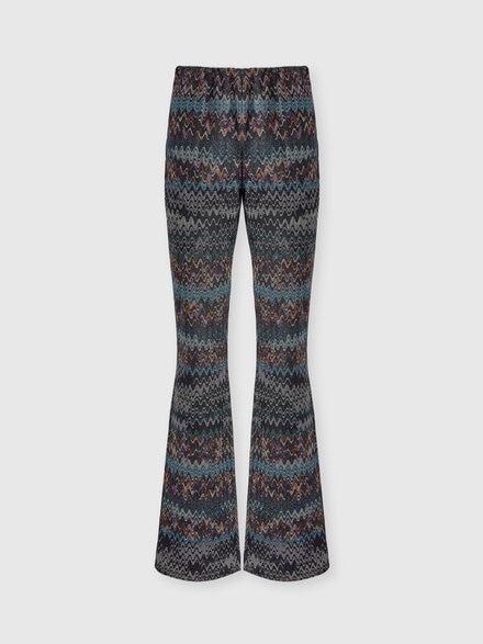 Flare trousers in lamé viscose, Blue - DS25WI14BR014AS72O0