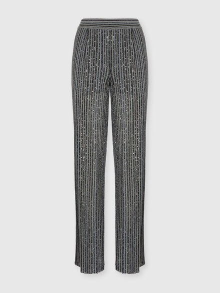 Pantalon long taille élastique avec paillettes, Argent & Gris - DS25WI19BK01FWSM9WP